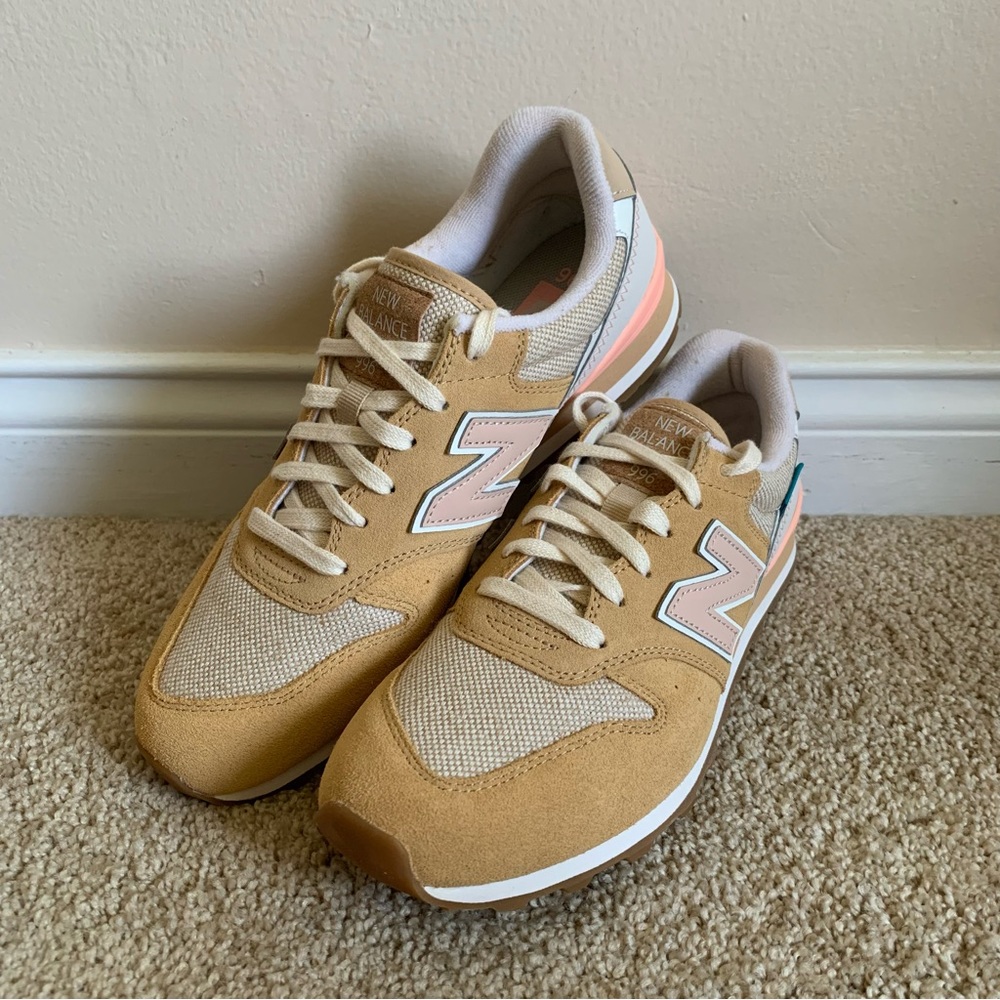 New Balance Classic Runner 966 in Maple Sugar/ Cloud Pink color